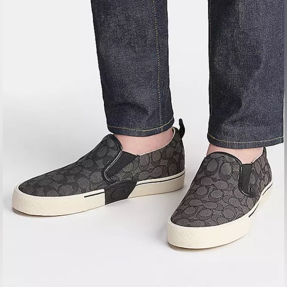 NWOB $195 Coach Black & Grey Skate Slip On Sneaker In Signature Jacquard - Picture 10 of 10
